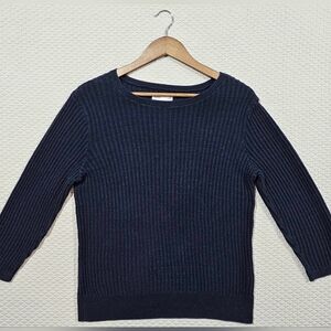 Croft & Barrow Navy Blue Ribbed Women's Knit Cardigan Sweater Size M